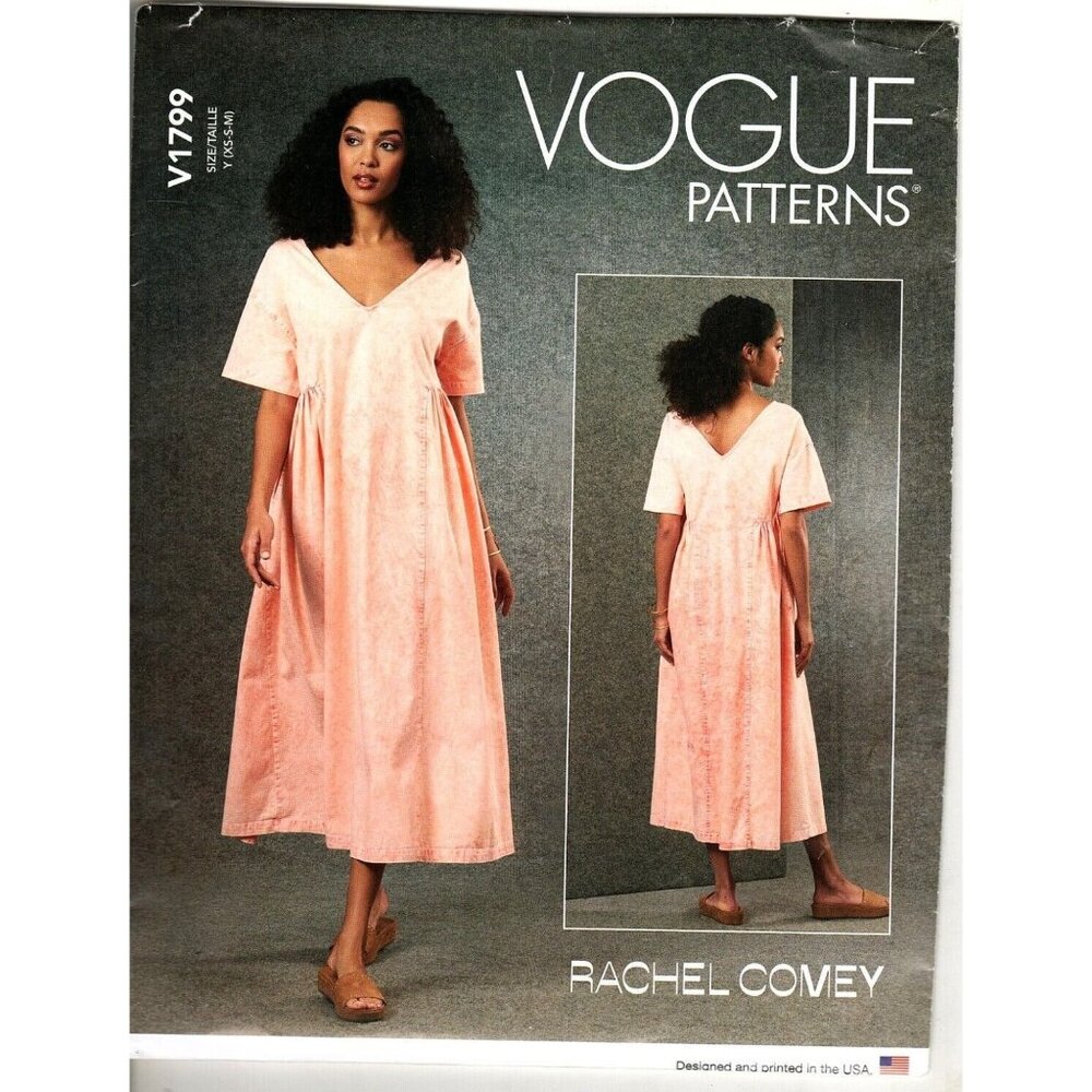 Vogue V1799 Misses XS to M Rachel Comey Dropped Shoulder Midi Dress